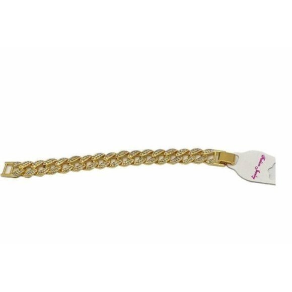 Inlaid Crystals Thick Cuban Chain Bracelet 7in - Picture 1 of 8
